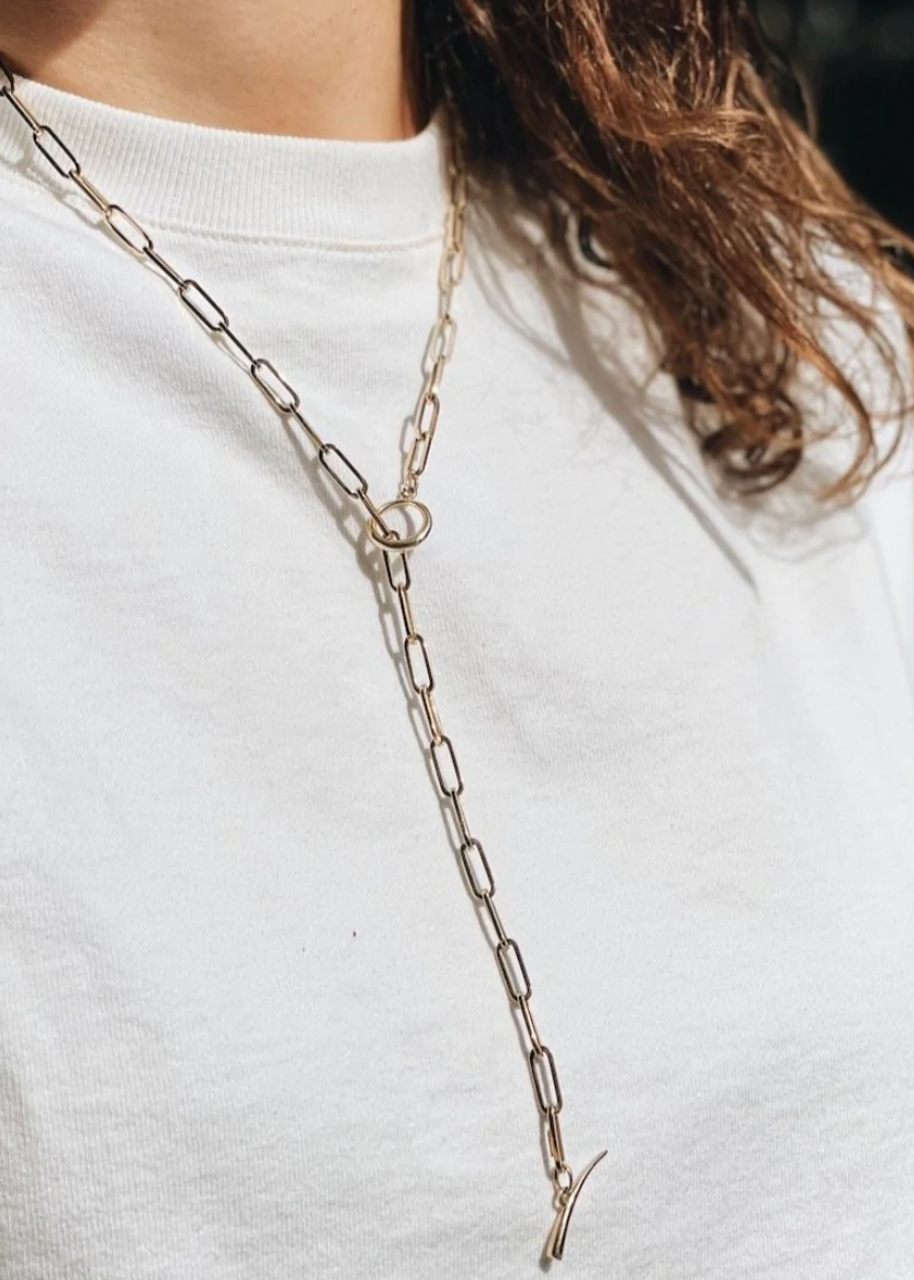 Gabriela Artigas 30 Rectangular Chain Necklace in Yellow Gold Plate