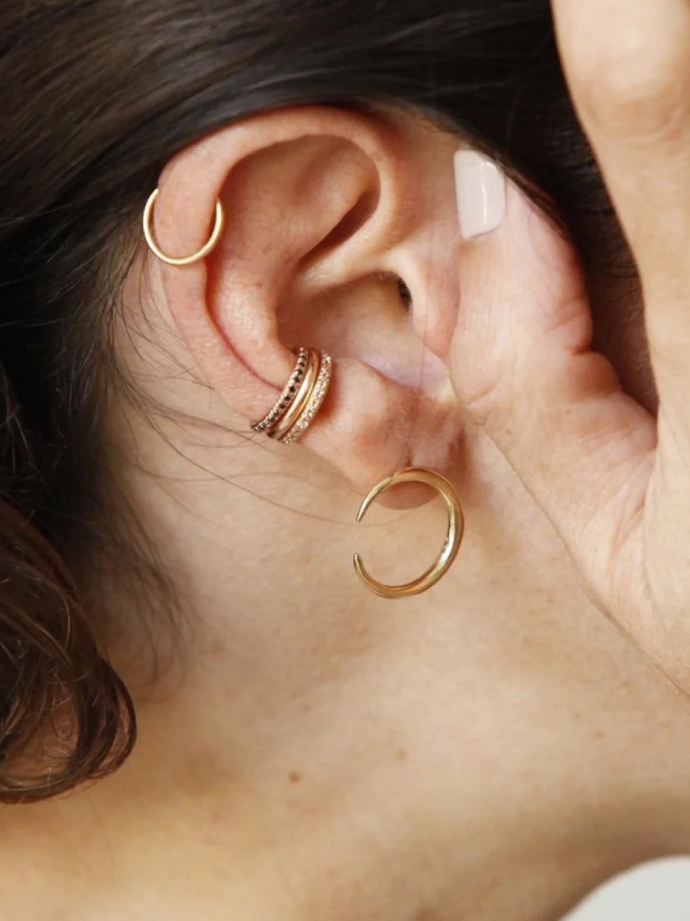 Gabriela Artigas Reloaded Ear Cuff in 14K Yellow Gold with White Pavé Diamonds