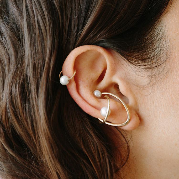 Gabriela Artigas Cosmos Ear Cuff in 14k Yellow Gold and Mother of Pearl